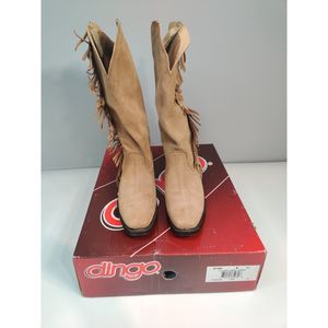 NIB dingo Lad Camel Suede 14" Fringe Cowboy Boot Size 8
